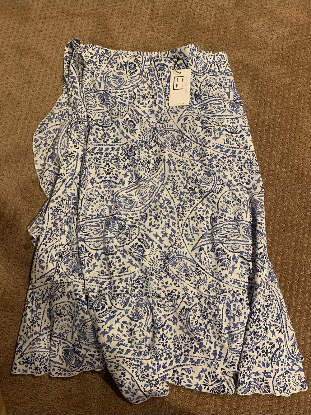 Blue & White Floral Print Women’s Wrap Top